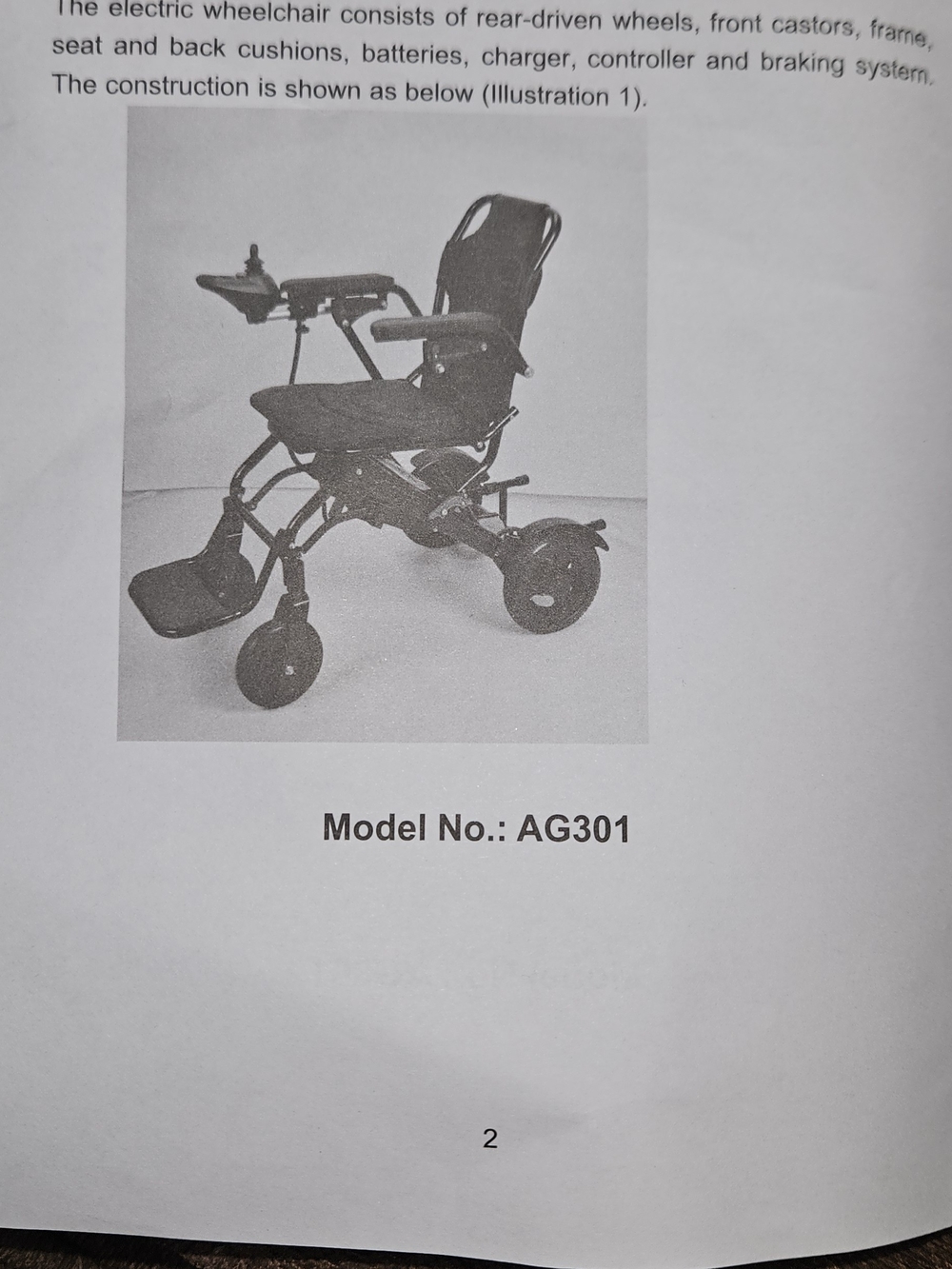 AG301 Compact Electric Wheelchair - Black